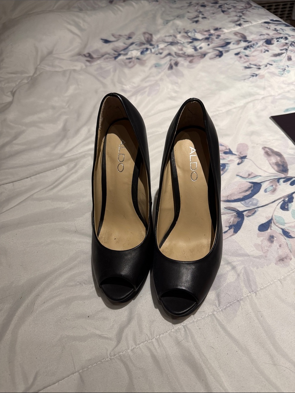 ALDO Black Peep-Toe High Heel Pumps